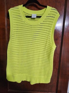 Varley Darin Longline Open Knit Tank Top Neon Yellow XL NWOT - Rare Style